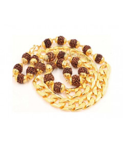Rudraksh Mala with Chain & yellow Metal Capping