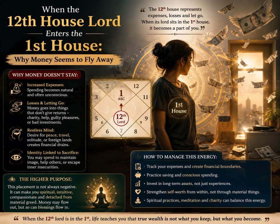 When the 12th House Lord Enters the 1st House: Why Money Seems to Fly Away